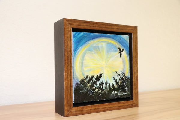 Raven, Sundog, Pine Trees