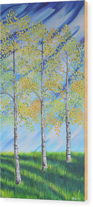 Aspen Trees Line - Wood Print