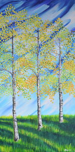Aspen Trees Line - Art Print