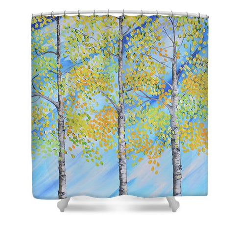 Aspen Trees Line - Shower Curtain