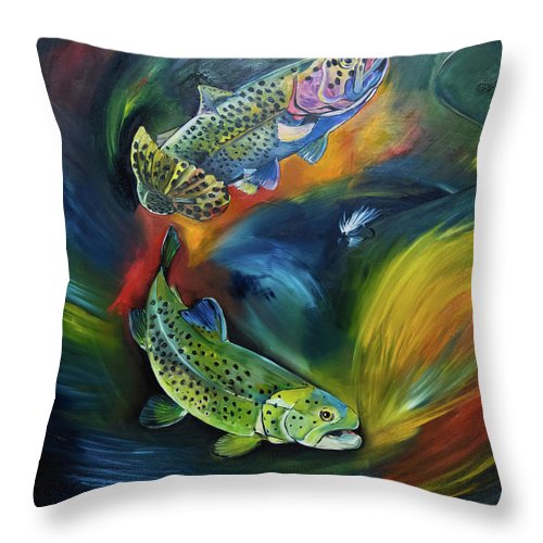Dancing Trout - Throw Pillow