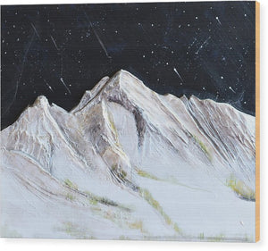 Gallatin Peak under the Stars - Wood Print