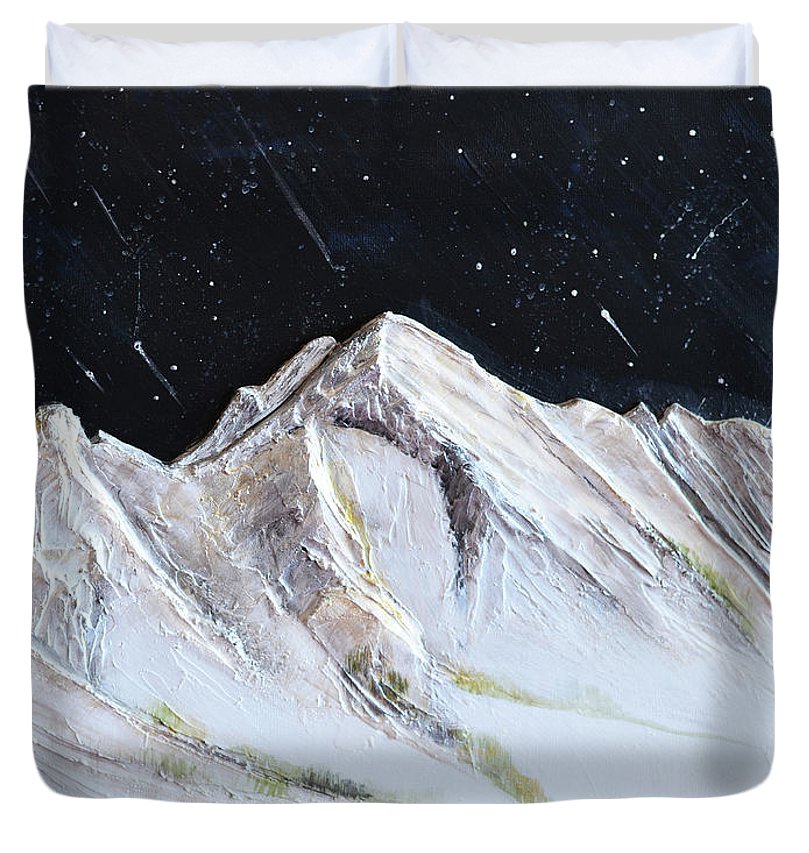 Gallatin Peak under the Stars - Duvet Cover