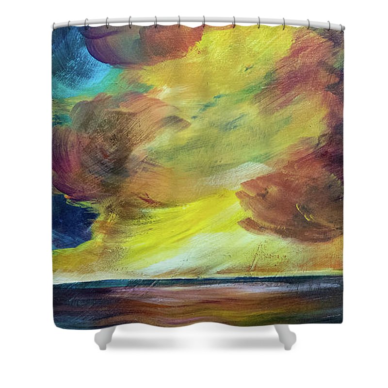 Montana Lake Storm - Shower Curtain