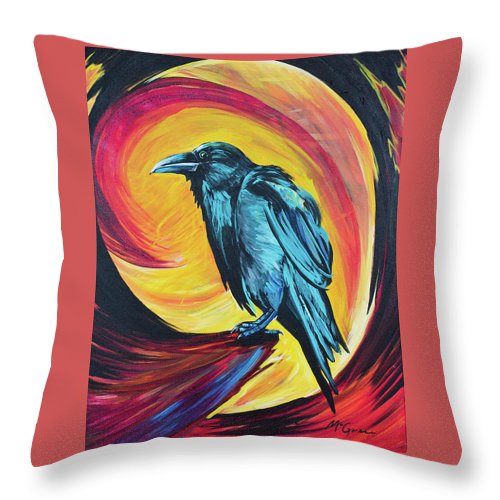 Raven in Wait - Throw Pillow