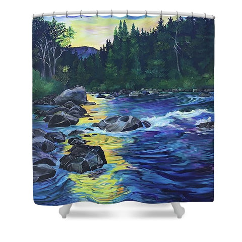 Sunset on the West Boulder River - Shower Curtain